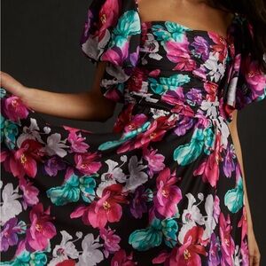 Anthropologie Floral Puff Sleeve Dress
